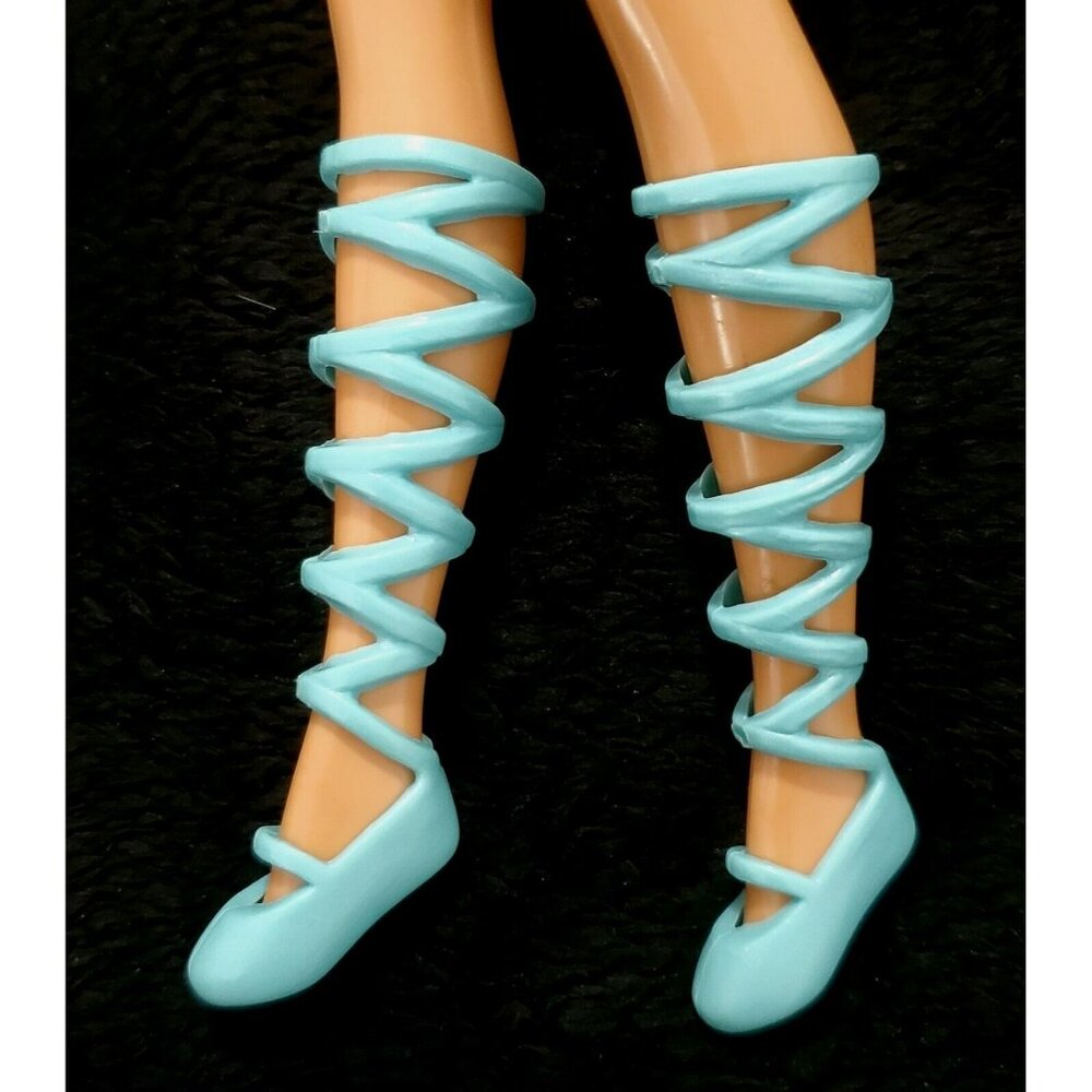 Barbie Ballerina Slippers Blue Ballet Dance Shoes Lace Up Legs Doll Accessory